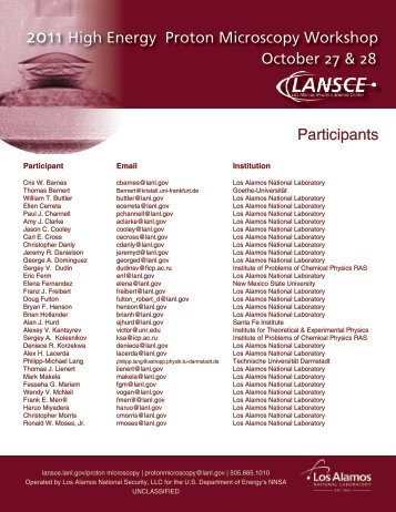 Participants - LANSCE - Los Alamos National Laboratory