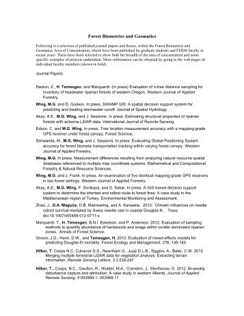 Forest Biometrics and Geomatics - Forest Engineering, Resources ...