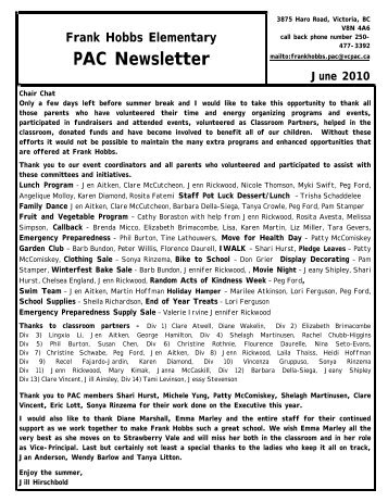 PAC Newsletter - Victoria School District 61