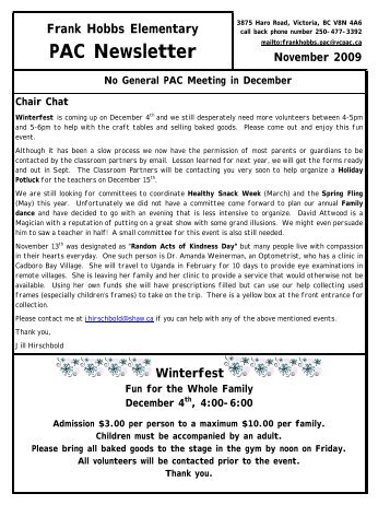 Frank Hobbs Elementary PAC Newsletter - Victoria School District 61