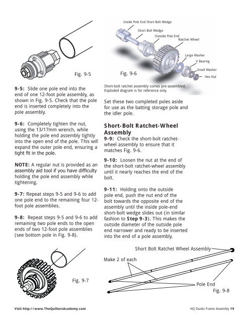 HQ Studio Frame Manual for HQ Avante 08-09-11 ... - Handi Quilter