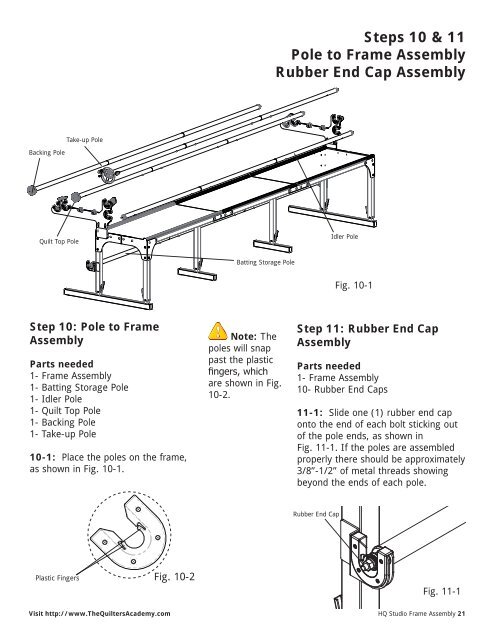 HQ Studio Frame Manual for HQ Avante 08-09-11 ... - Handi Quilter