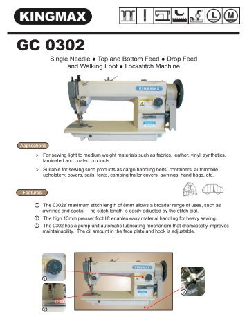 Kingmax GC 0302 Data Sheet.cdr - Kingmax Sewing Machines