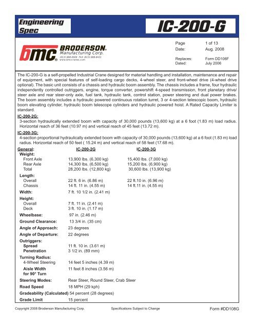 Broderson Ic 200 Load Chart