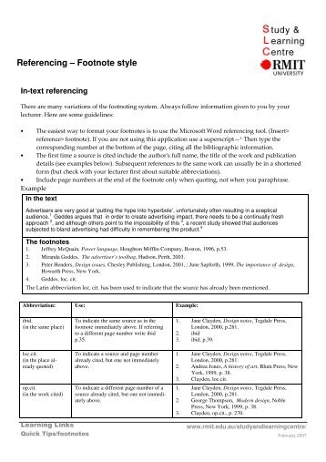 Referencing – Footnote style