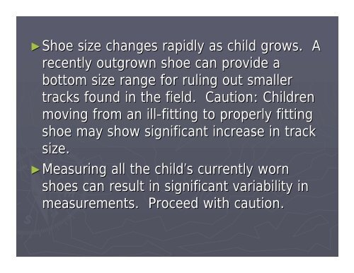 Child Foot and Shoe Sizes - SARTI - Search and Rescue Tracking ...