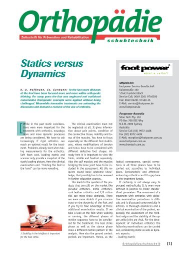 Statics versus Dynamics - Footpower