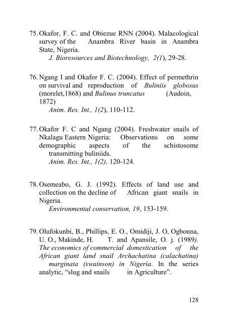 THE VARIED ROLES OF SNAILS - National Universities Commission