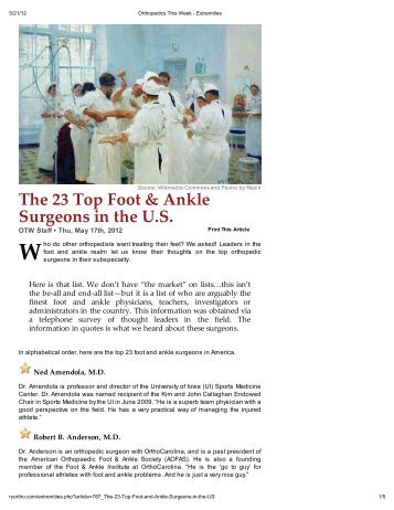 The 23 Top Foot & Ankle Surgeons in the U.S. - OrthoCarolina