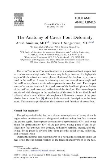 The Anatomy of Cavus Foot Deformity - NUCRE