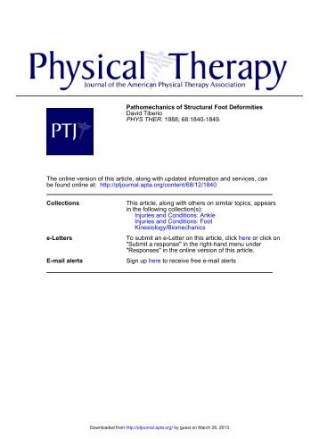 Pathomechanics of Structural Foot Deformities - Physical Therapy