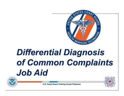 Differential Diagnosis Of Mon Plaints U S Coast Guard