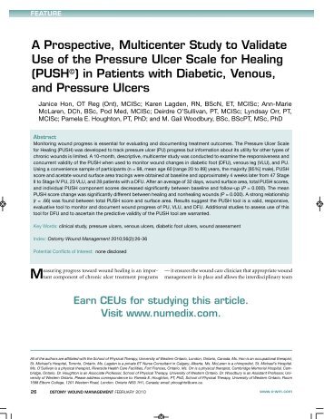 Study to Validate Use of Pressure Ulcer Scale for ... - Thehealthline.ca