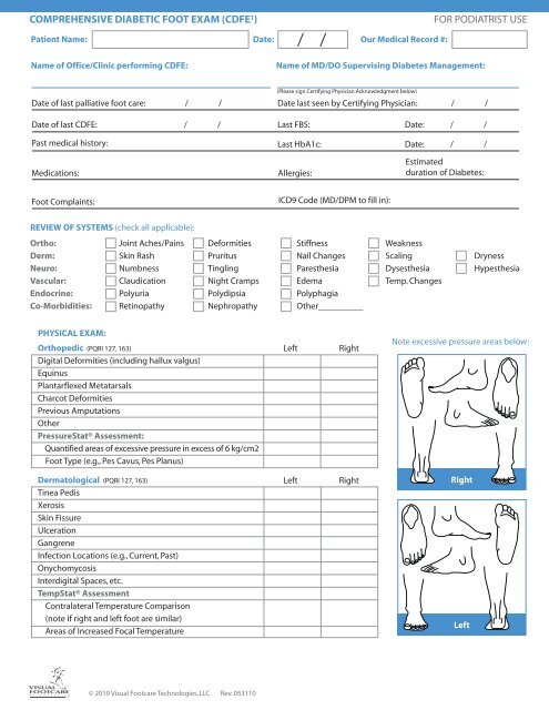 CDFE Exam Form - Visual Footcare Technologies