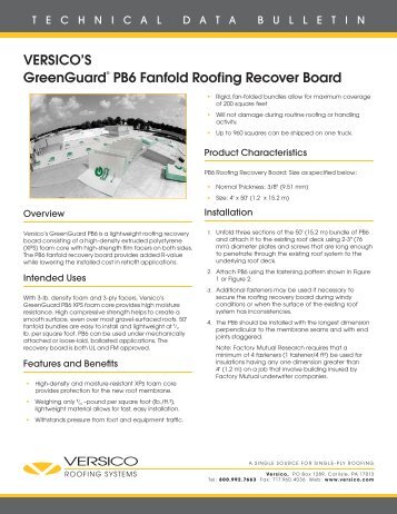 VERSICO'S GreenGuard® PB6 Fanfold Roofing Recover Board