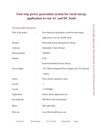Foot step power generation system for rural energy - Wineyard ...