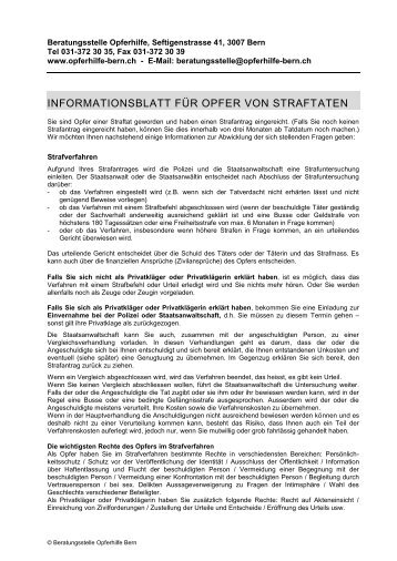 Infoblatt Straftat - Opferhilfe Bern