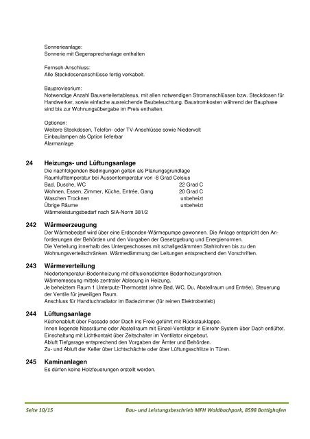 Bau- und Konstruktionsbeschrieb nach Baukostenplan (BKP)