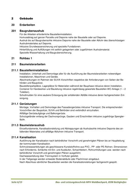 Bau- und Konstruktionsbeschrieb nach Baukostenplan (BKP)