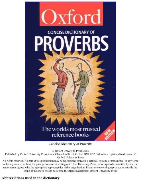 The Concise Oxford Dictionary Of Proverbs