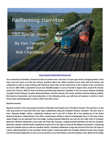 Railfanning Hamilton Bayview - Canadian Railway Observations