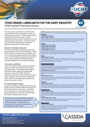 food grade lubricants for the dairy industry - FUCHS