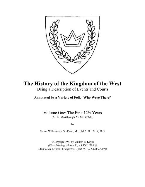 Annotated "History of the West" - The History of the Kingdom of The ...