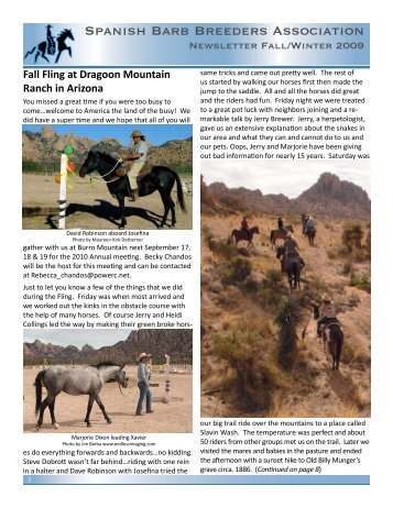 Newsletter Fall/Winter 2009 - Spanish Barb Breeders Association