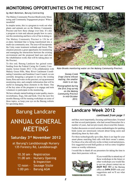 October/November 2012 - Barung Landcare