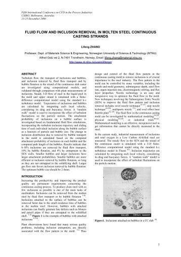 fluid flow and inclusion removal in molten steel - CFD