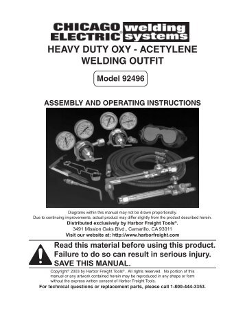 HEAVY DUTY OxY - AcETYlEnE WElDInG OUTfIT - Harbor Freight ...