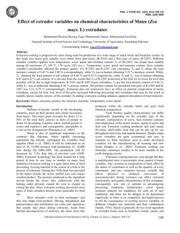 (Zea mays. L) extrudates - PSFST