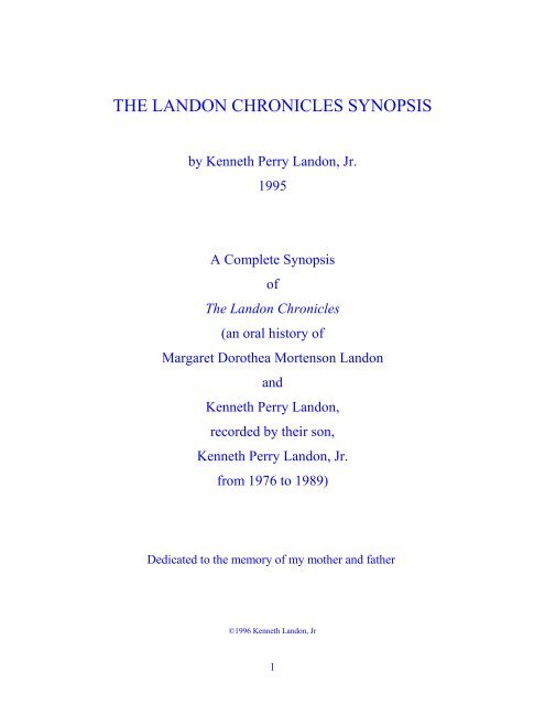 The Landon Chronicles Synopsis Wheaton College