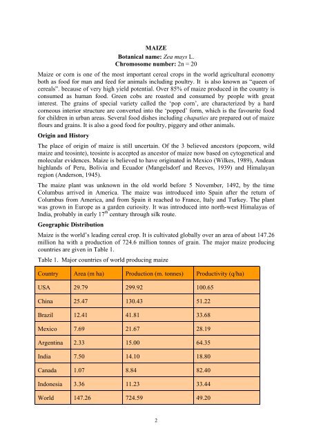 Agronomy - kharif crops maize