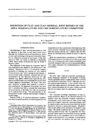 report definition of clay and clay mineral - Clay Minerals Society