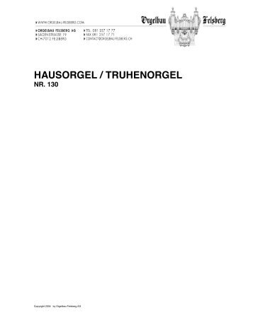 HAUSORGEL / TRUHENORGEL - Orgelbau Felsberg AG