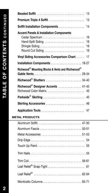 Siding Comparison Chart