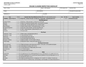 Ceiling Closure Inspection Checklist-F-00014 - Wisconsin ...