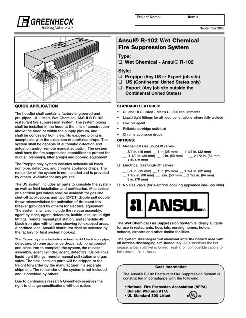 Ansul® R-102 Wet Chemical Fire Suppression System - Greenheck shunt trip breaker wiring diagram for ansul system 