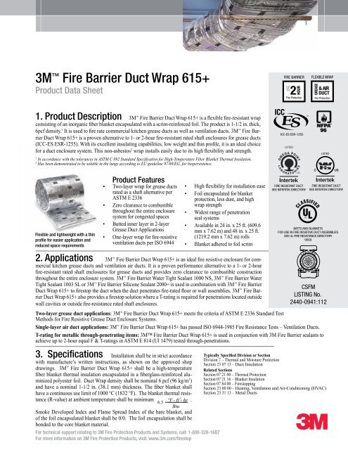 3M Fire Barrier Duct Wrap 615+