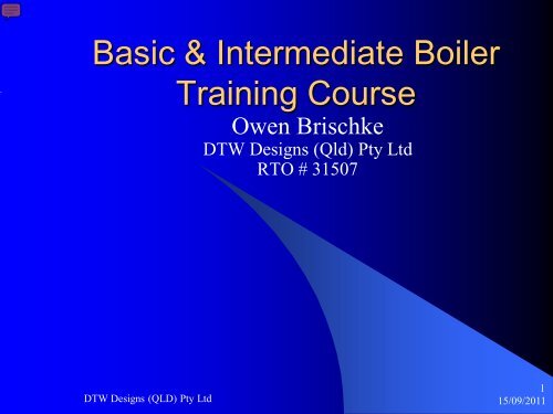 Basic & Intermediate Boiler Training Course - DTW Designs