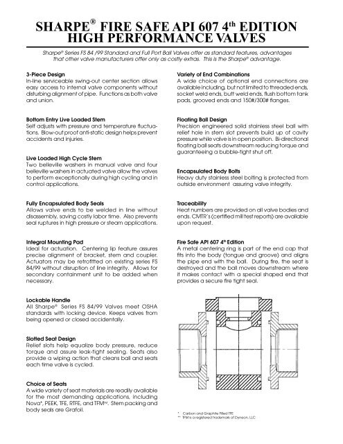 Series Fs 84/99 Fire Safe High Performance - Sharpe® Valves