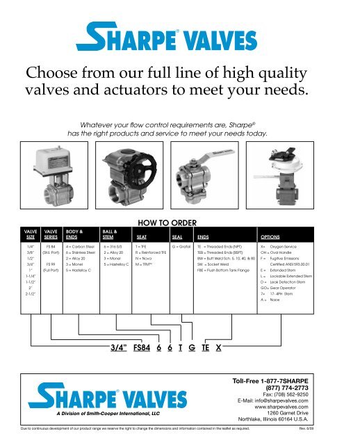 Series Fs 84/99 Fire Safe High Performance - Sharpe® Valves