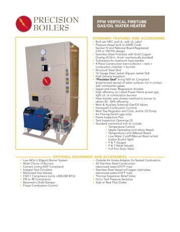 FPW Vertical Fire Tube Water Heater - Precision Boilers