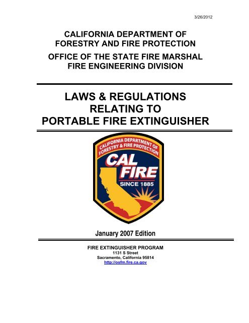 laws & regulations relating to portable fire extinguisher - Office of the ...