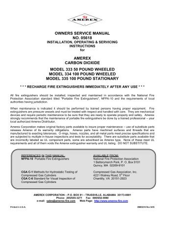 05618- Manual for 50-100 lb. Carbon Dioxide - Amerex Corporation