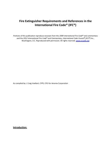 Fire Extinguisher Requirements and References in the International ...