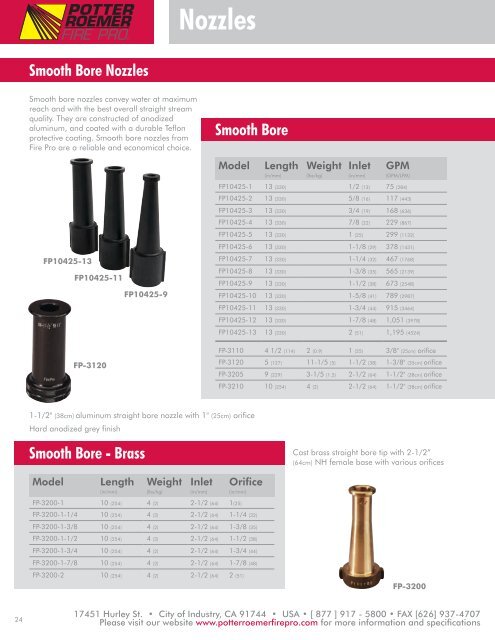 MONITOR/NOZZLE CATALOG - Potter Roemer