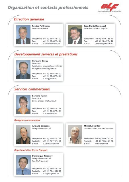Organisation et contacts professionnels - OLF