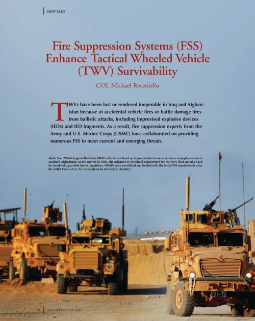 Fire Suppression Systems (FSS) Enhance Tactical Wheeled Vehicle ...